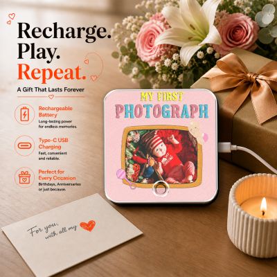 Personalized My First Photograph Theme Musical Fridge Magnet Newborn Baby Photo Frame Gift for New Parents & Baby Shower